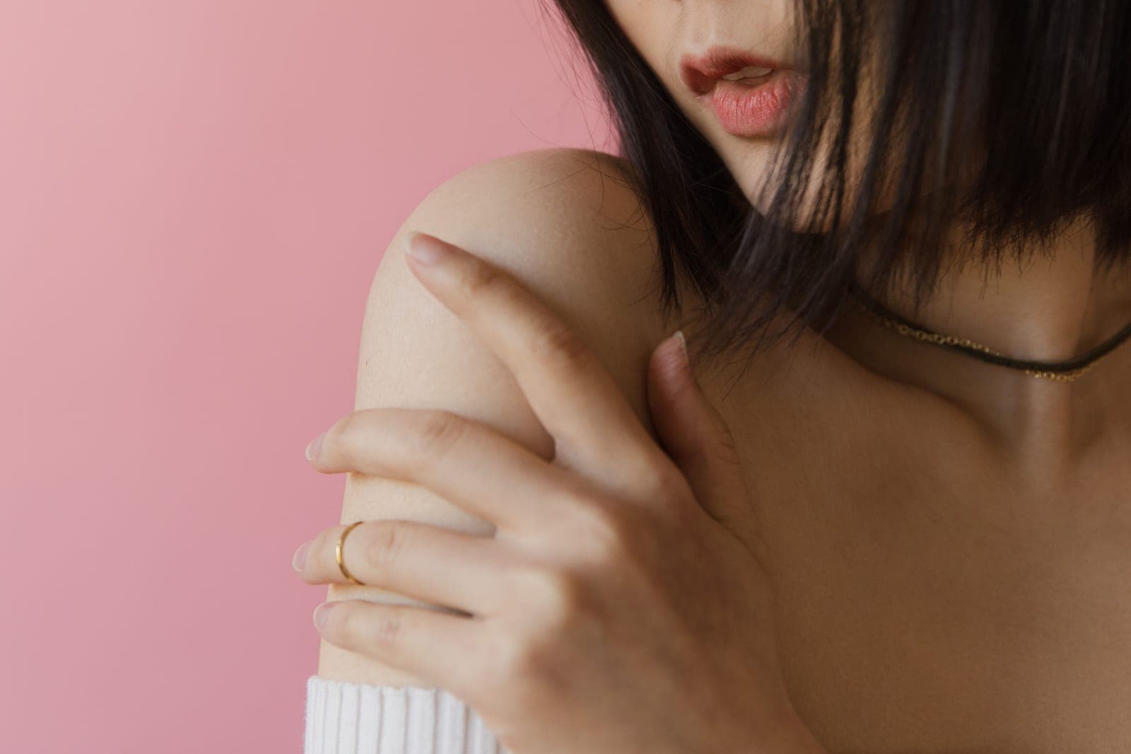 Short bare natural nails photographed close up