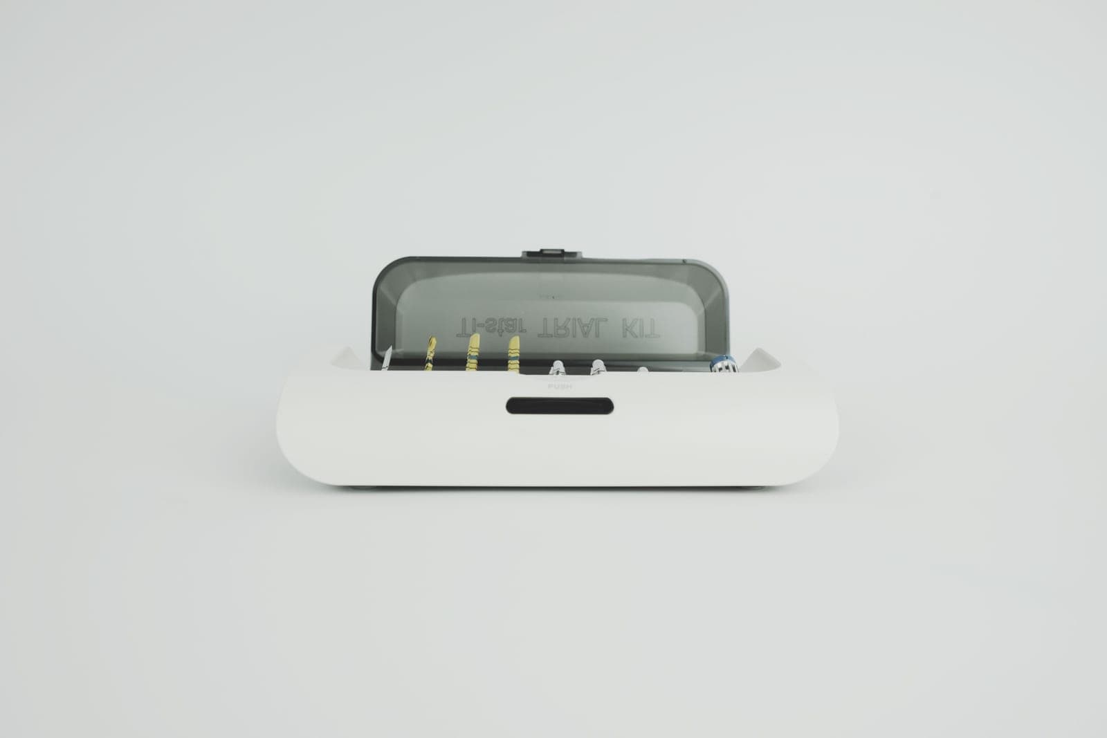 A manicure tool set arranged in a case