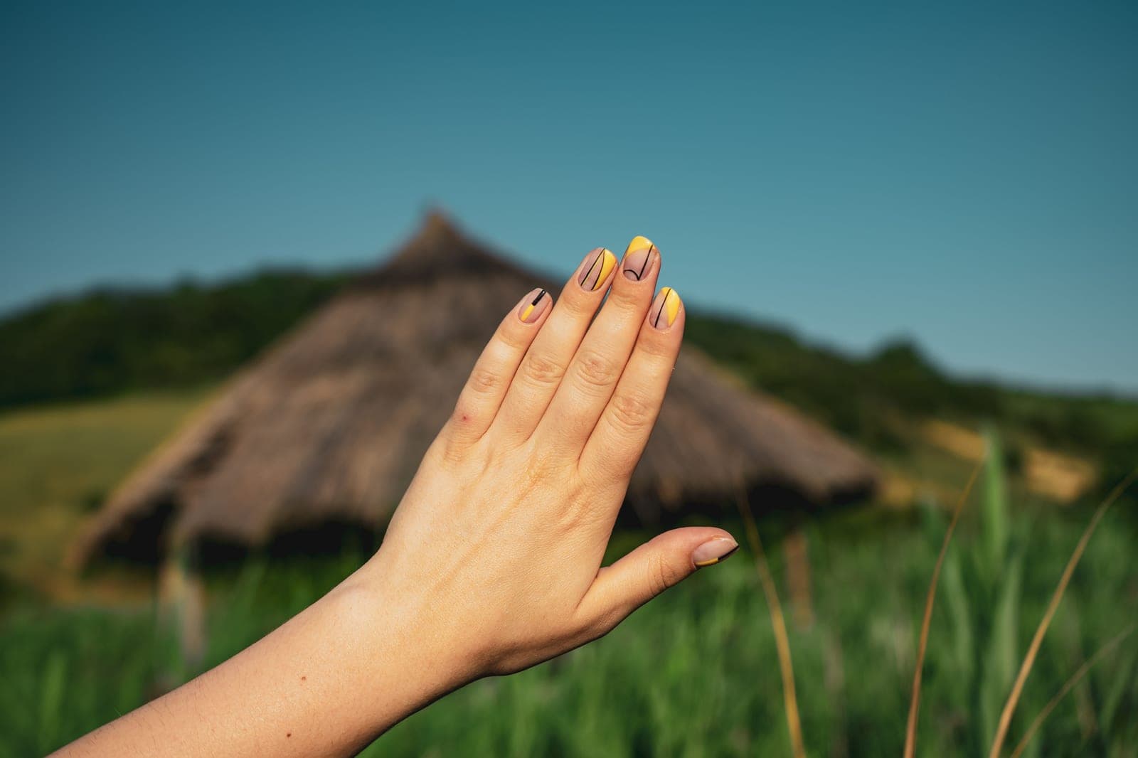 A short, natural-looking manicure photographed in daylight